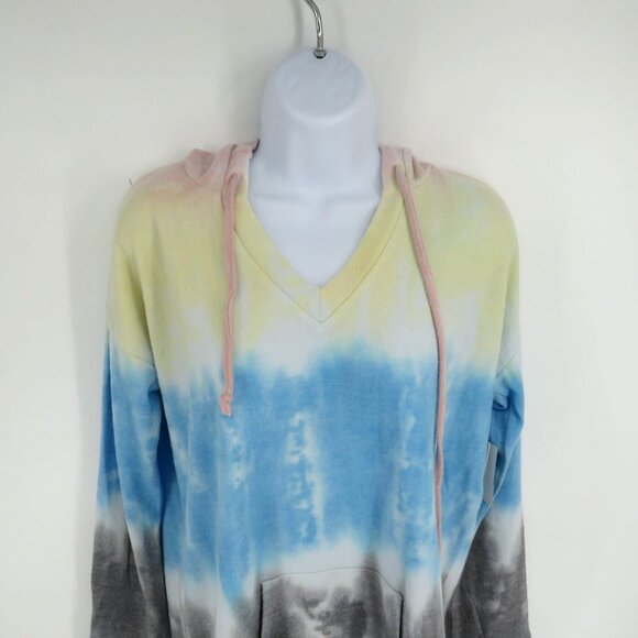 Theo & Spence Tie-Dye Hooded Sweatshirt V-Neck Pullover Medium NWT $68 - Picture 3 of 5